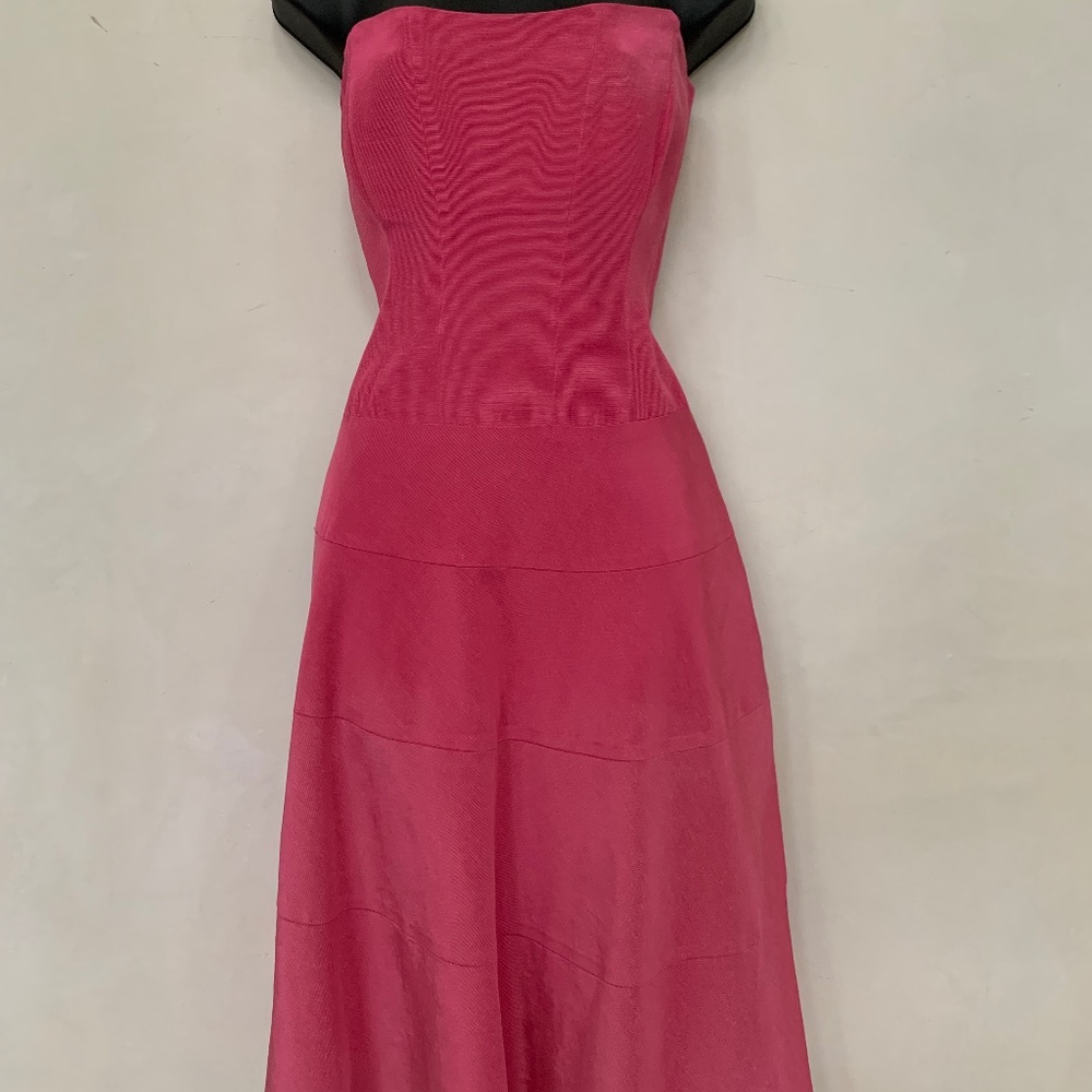 Hot pink Nicole Miller strapless corset dress